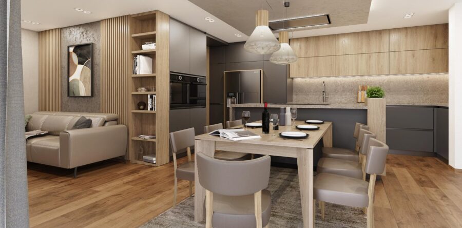 Rekonstrukce interiéru – kuchyně a relaxační zóna rodinného domu